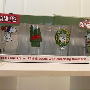 Classic Snoopy 16oz Cooler Glass 4-Pack